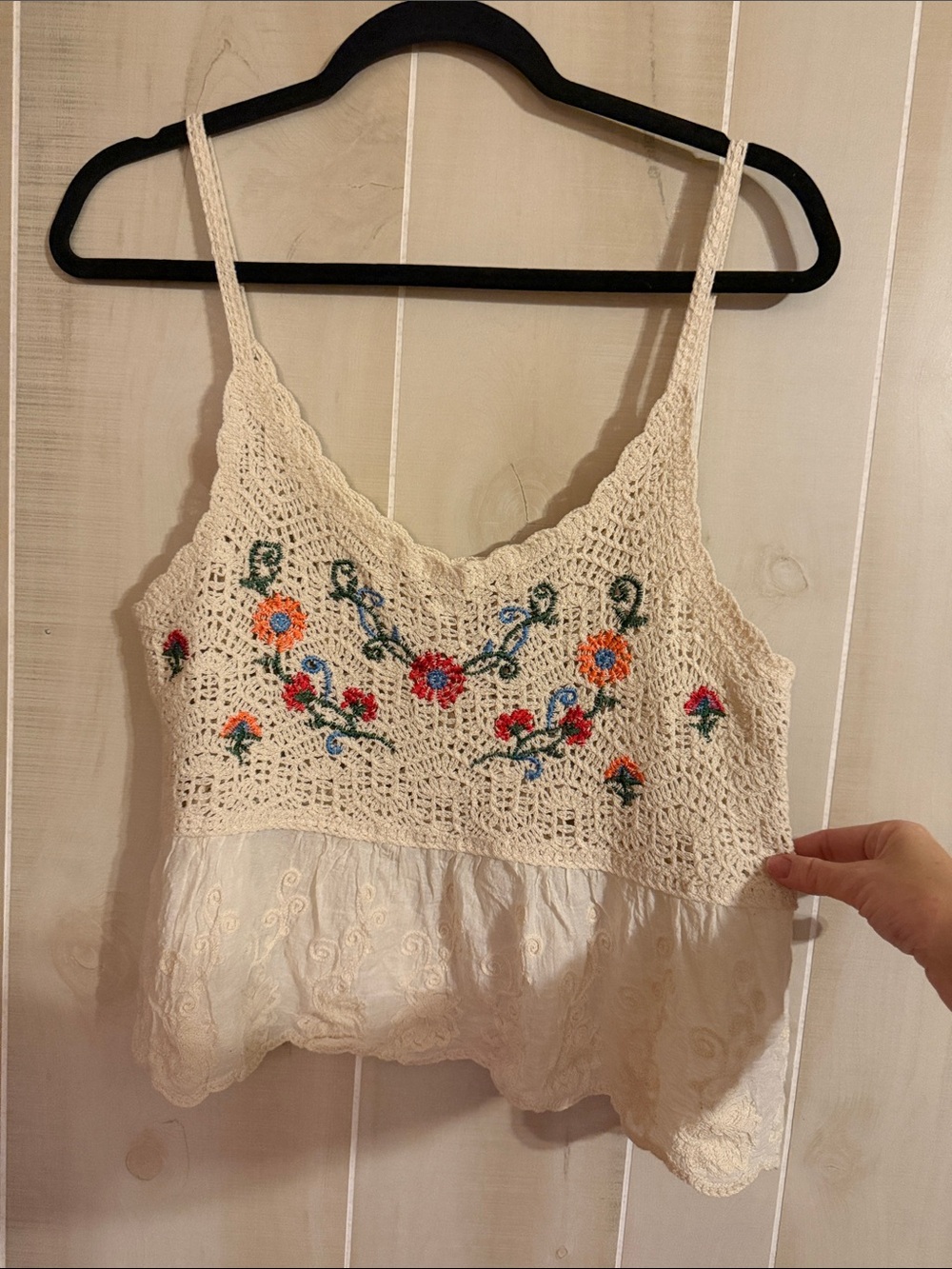 Altar'd State Cream Crochet Floral Embroidered Camisole